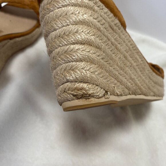 Raye Braided Suede Espadrille Wedges with Ankle Strap Tan/Beige Size 39.5/US 8.5 - Picture 13 of 15